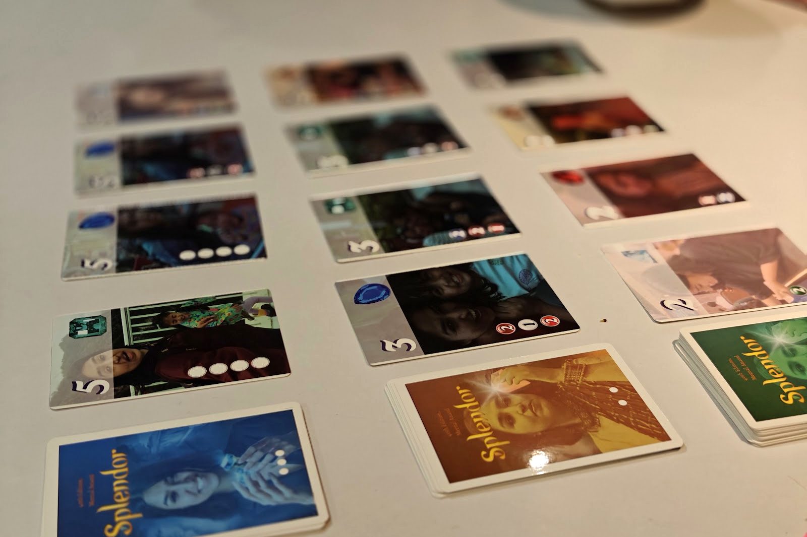 A personalised card game laid out on a table